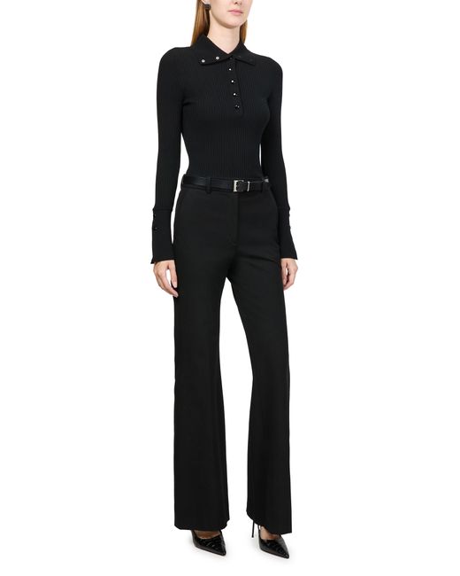 Courreges Black Klassisch Geripptes Poloshirt