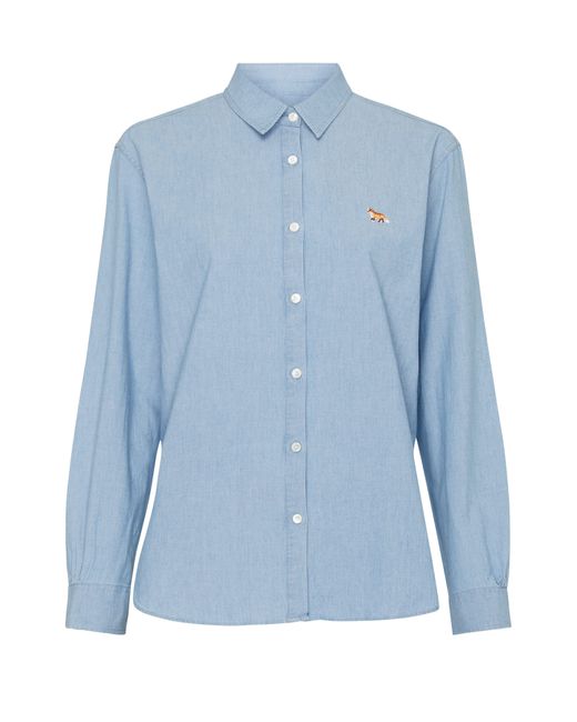 Maison Kitsuné Blue Classic Shirt With Baby Fox Logo