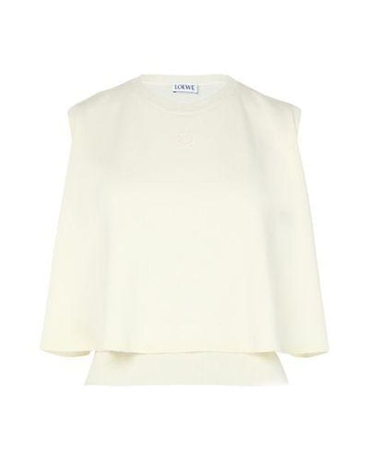 Loewe White Ärmelloser Strickpullover