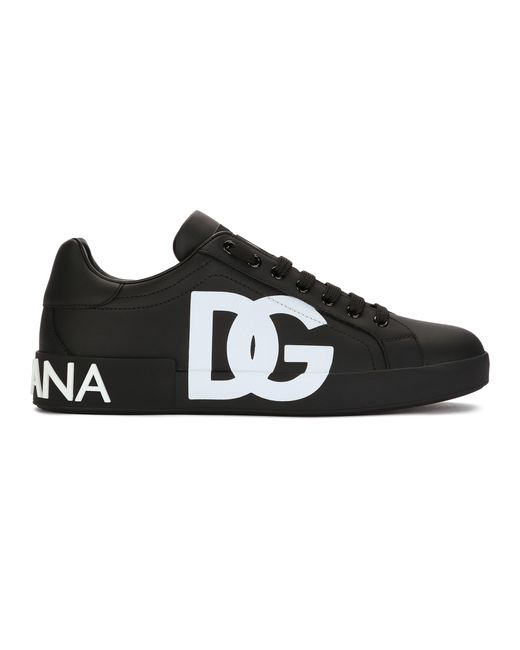 Dolce & Gabbana Sneakers Portofino aus Nappa-Kalbsleder mit DG-Logodruck in Black für Herren