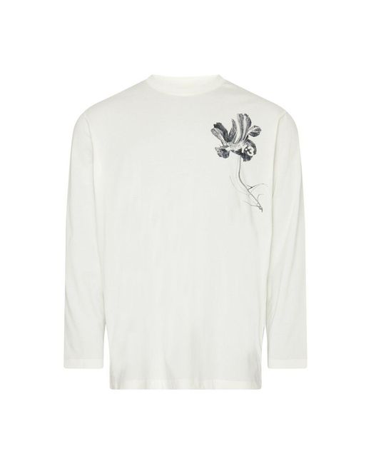 Y-3 White Gfx Long-Sleeved T-Shirt for men