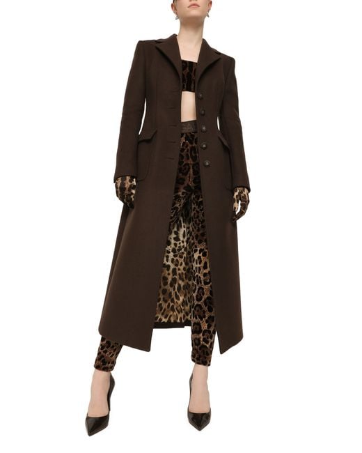 Dolce & Gabbana Brown Langer Mantel aus Wolle und Kaschmir