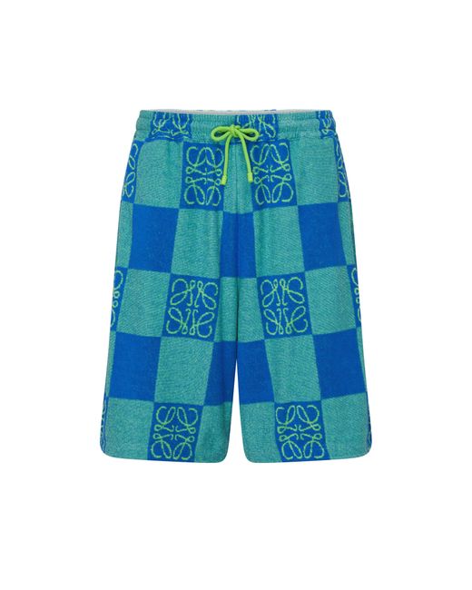 Loewe Blue Anagram Checkered Shorts for men