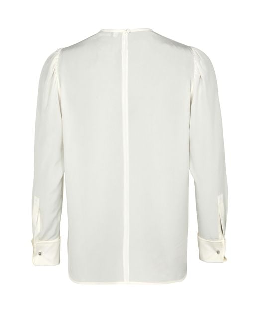 Max Mara White Langarm-Bluse Carol