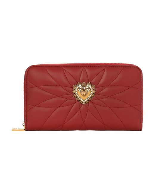 Dolce & Gabbana Red Zip-Around Devotion Wallet