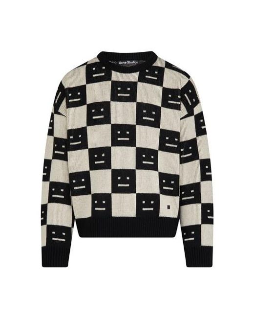 Acne Black Katlas Checkerboard Sweater for men