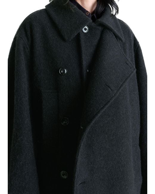 コート LEMAIRE Short asymmetrical bathrobe coat BASE | LEMAIRE SHORT ASYMMETRICAL BATHROBE COAT BROWN BLACK