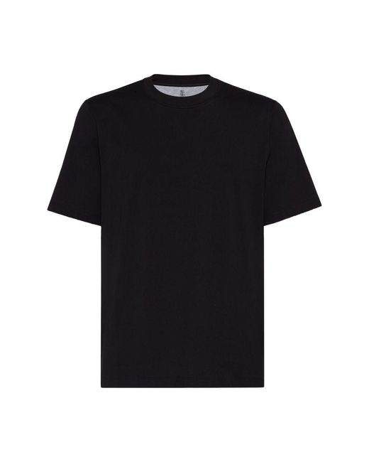 Brunello Cucinelli Black Jersey T-Shirt for men