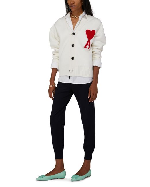 AMI Ami De Cœur Cardigan in White 