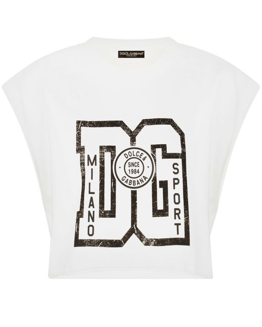 Dolce & Gabbana White Cropped Jersey T-Shirt