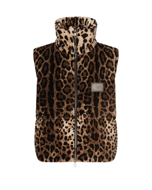 Veste sans manches à imprimé léopard Dolce & Gabbana en coloris Brown