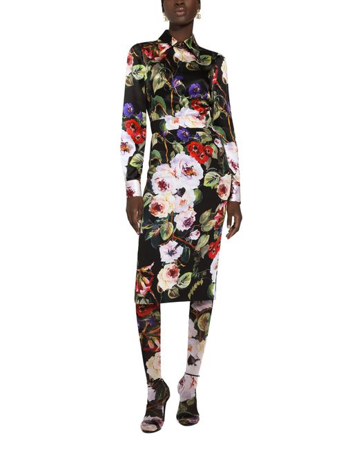 Dolce & Gabbana Multicolor Charmeuse Calf-length Skirt
