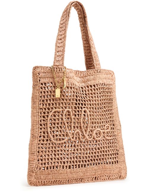 Chloé Brown Summer Banana Crochet Tote Bag