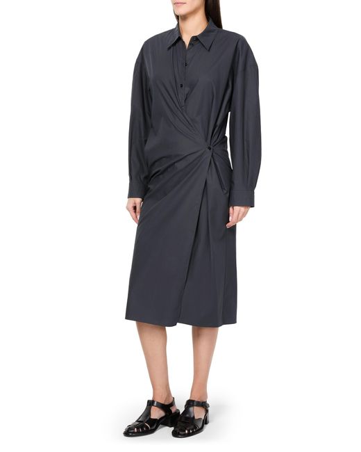 Lemaire Black Verschlungenes Kleid Mit Geradem Kragen