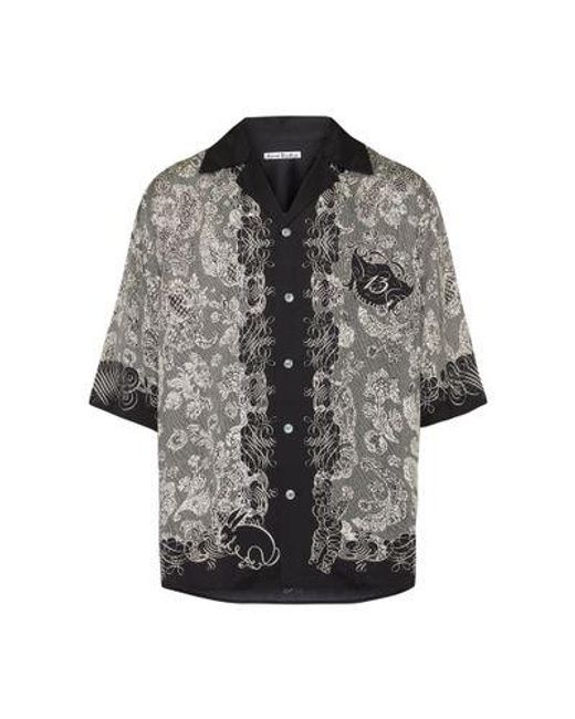 Acne Gray Loose Short-Sleeve Shirt for men