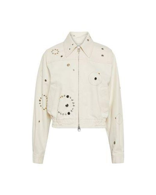 Chloé White Short Jacket With Gold And Silver Metal Details