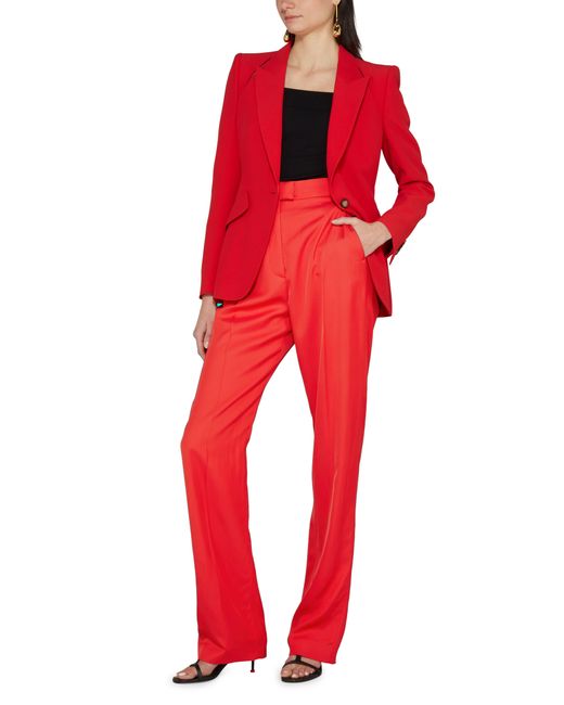 Alexander McQueen Red High Waisted Cigarette Trousers