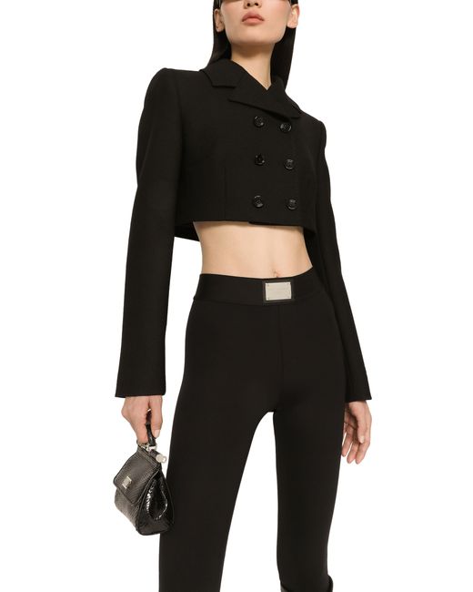 Dolce & Gabbana Black Kurze Zweireihige Jacke Aus Twill
