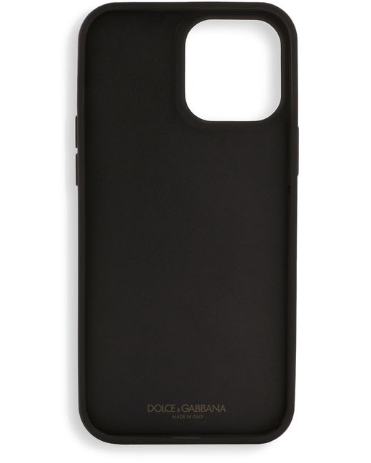 Dolce & Gabbana Black Hülle für iPhone 13 Pro Max aus Kalbsleder