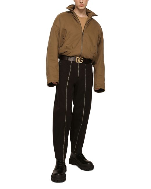 Dolce & Gabbana Brown Padded Washed Stretch Drill Jacket for men