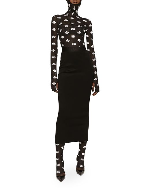Dolce & Gabbana Black Marquisette-Jumpsuit mit Kapuze