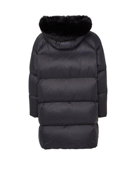 Yves Salomon Black Puffer Jacket With A Fox Fur Hood