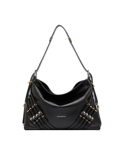 Givenchy Black Voyou Medium Leather Bag With Multi-Buckles