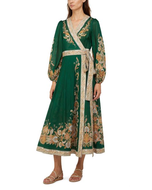 Zimmermann Green Devi Midi Dress