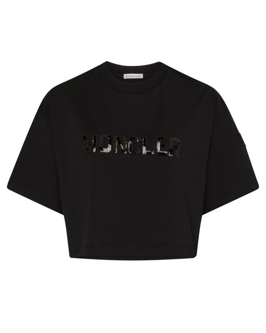 Moncler Black Kurzarm-T-Shirt mit Logo