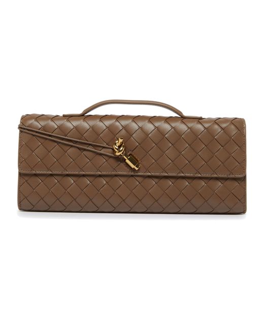Bottega Veneta Gray Long Andiamo Clutch With Handle