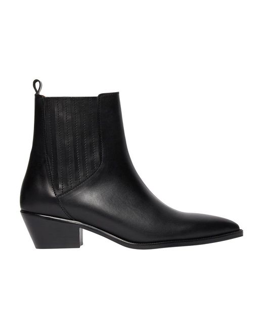 Vanessa Bruno Black Leather Cowboy Ankle Boots