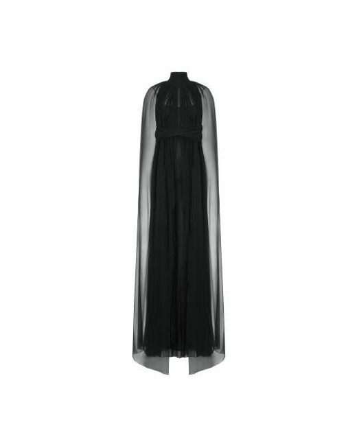 Alberta Ferretti Black Cape-Kleid aus Bio-Musselin