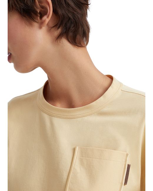 Brunello Cucinelli Natural T-Shirt With Monile
