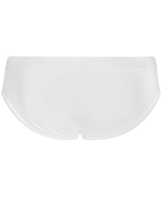 Dolce & Gabbana White Swim Briefs With High-Cut Leg And Branded Plate for men