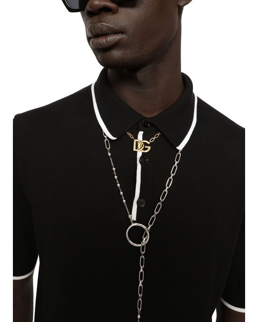 Collier à pendentif croix et logo DG Dolce & Gabbana pour homme en coloris White
