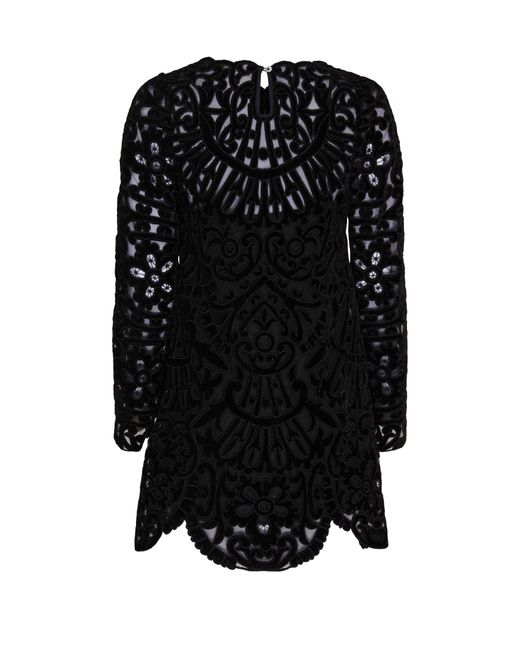 Sea Black Dana Embroidery Velvet Dress