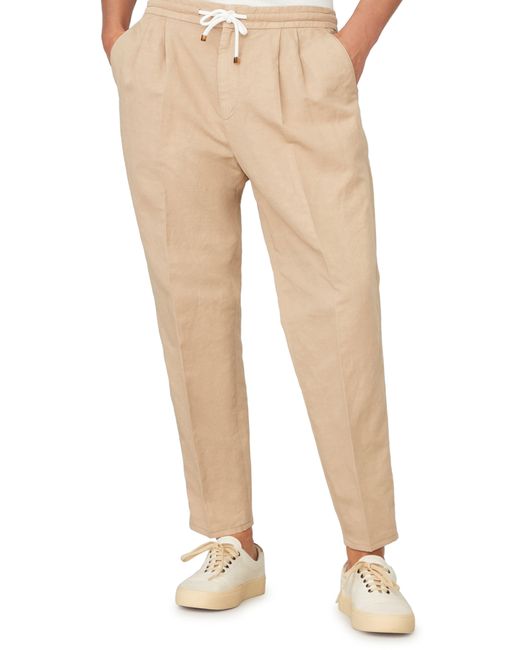 Brunello Cucinelli Natural Leisure Fit Trousers With Drawstring for men