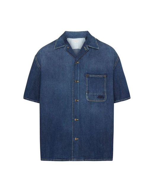 Alexander McQueen Blue Hawaiian Denim Shirt for men