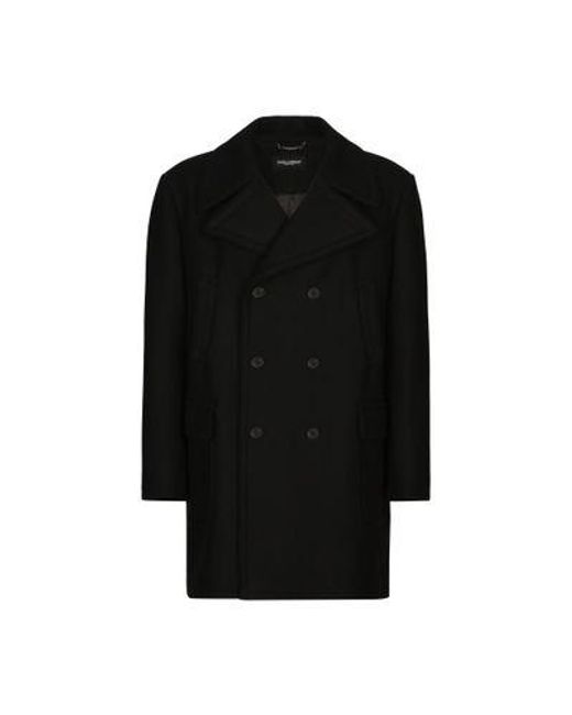 Dolce & Gabbana Black Wool Pea Coat for men