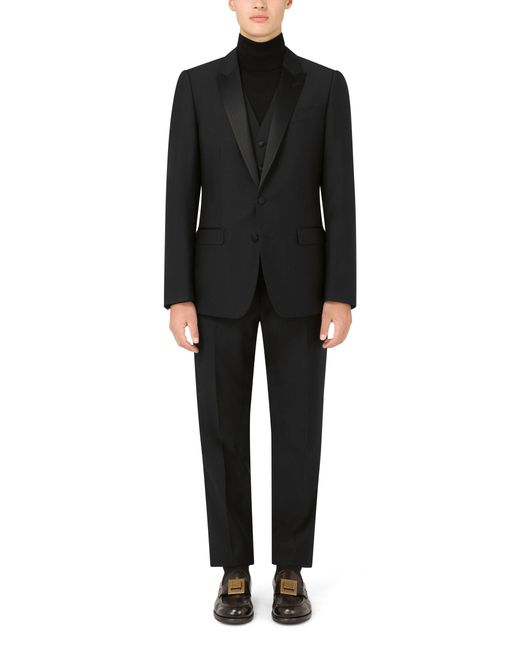 Dolce & Gabbana Black Wool And Silk Martini-Fit Tuxedo Suit for men