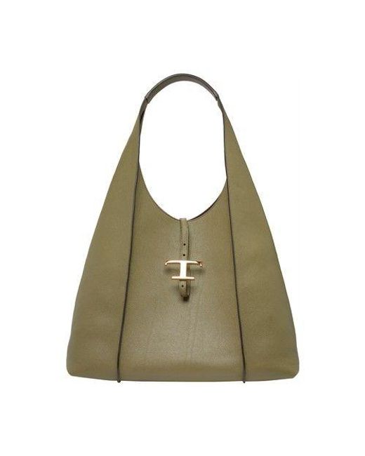 Tod's Timeless Hobo Bag In Leather Big in Green Lyst