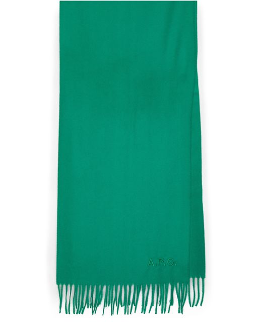 A.P.C. Green Embroidered Ambroise Scarf