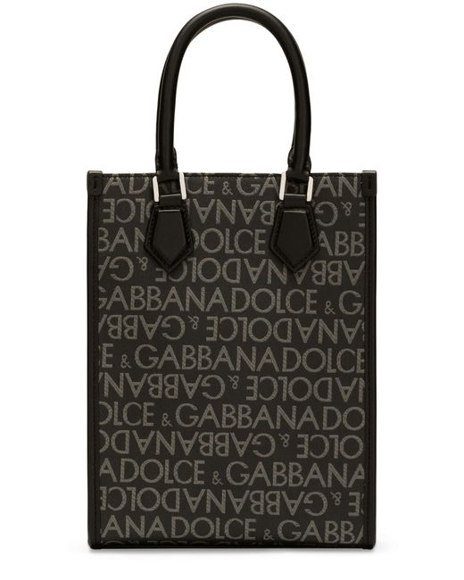 Dolce & Gabbana Black Small Coated Jacquard Bag for men