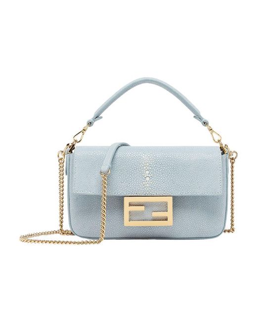 Fendi Blue Baguette Mini Bag