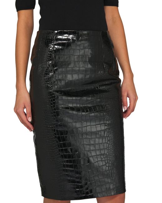 Versace Black Crocodile Print Skirt