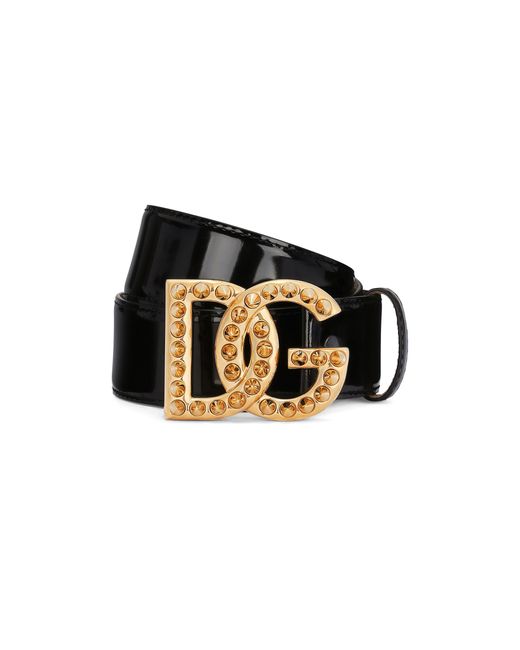 Ceinture en cuir de veau glacé avec logo DG Dolce & Gabbana en coloris Black