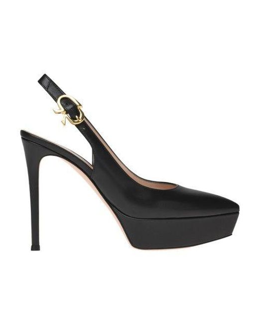 Gianvito Rossi Leather Dasha Slingback Pumps in Black Lyst
