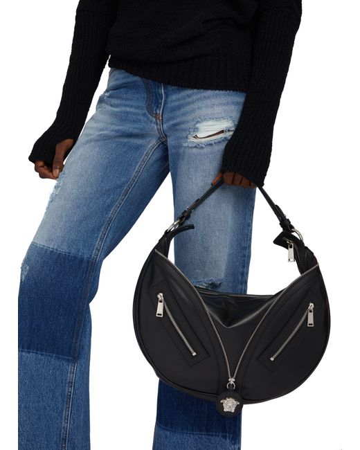 Versace Black Medusa Small Hobo Bag