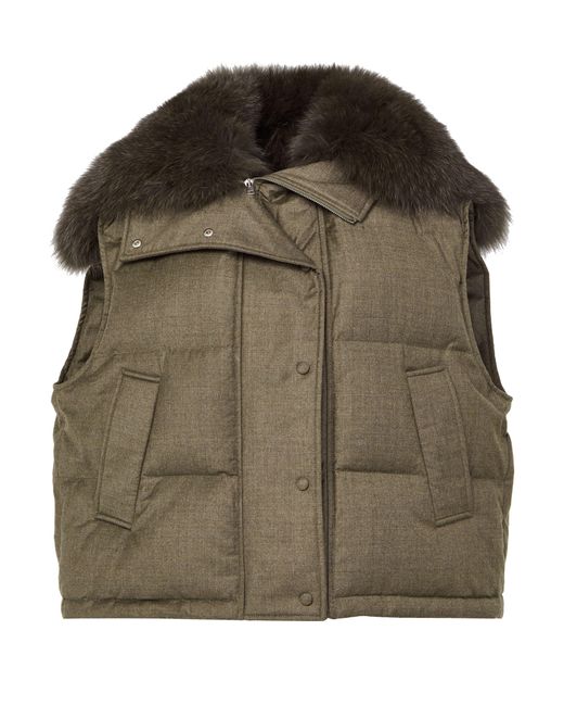 Yves Salomon Green Short Fox Fur Gilet