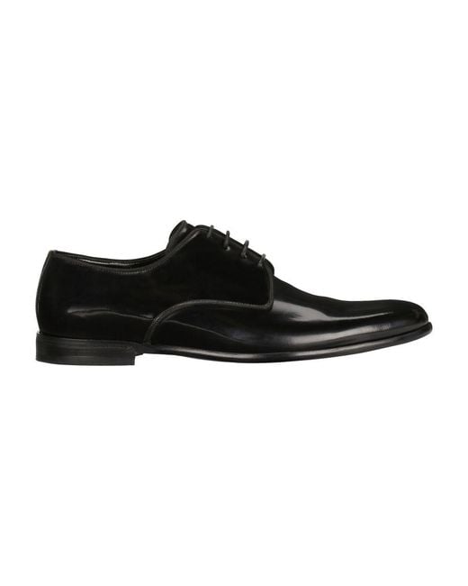 Dolce & Gabbana Black Brushed Calfskin Derby Shoes for men